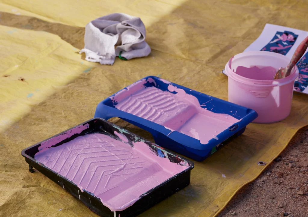 Pink paint and roller